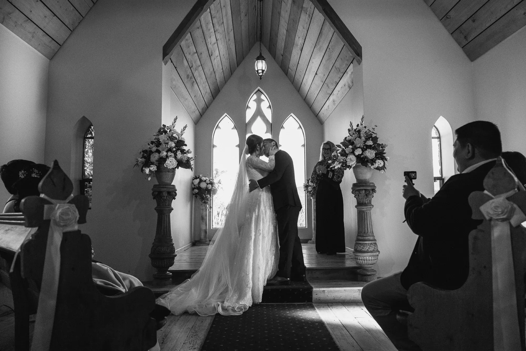 A ceremony at Chapel by the Lake, Queenstown