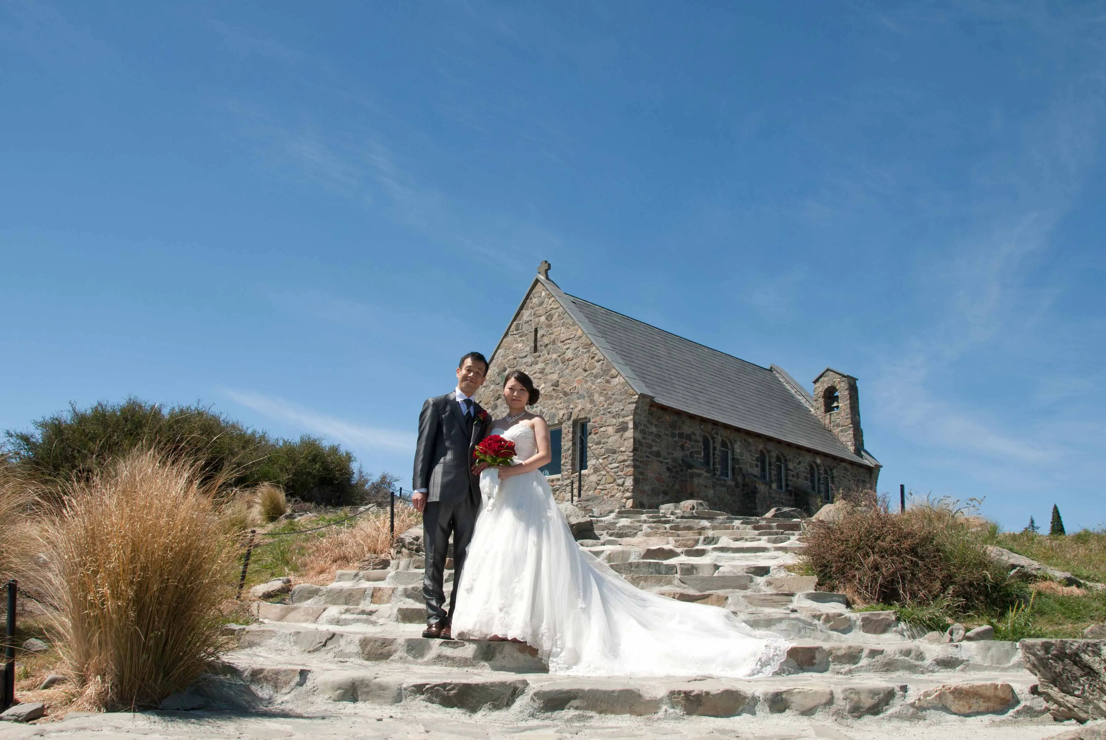 A wedding at the historic Church of the Good Shepherd, Lake Tekapo